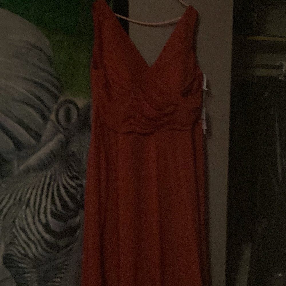 Woman’s 18 plus double v neck party dress long A-line chiffon